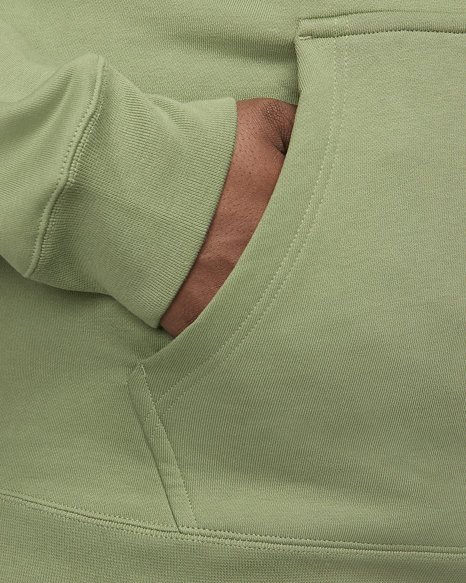 Nike Solo Swoosh Men's Fleece Pullover Hoodie - Oil Green/White