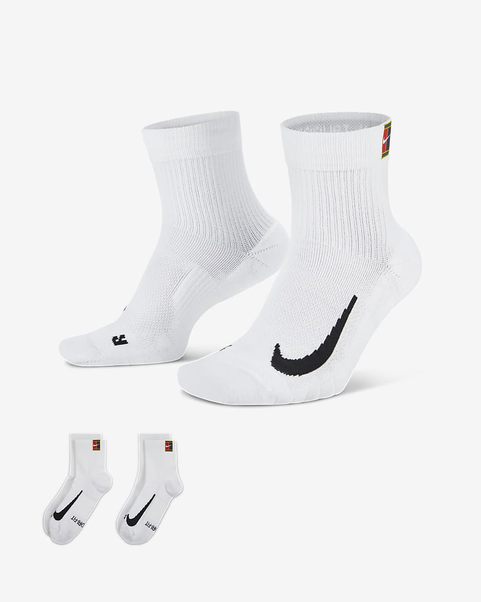 NikeCourt Multiplier Max Calcetines hasta el tobillo de tenis (2 pares) - Blanco/Blanco