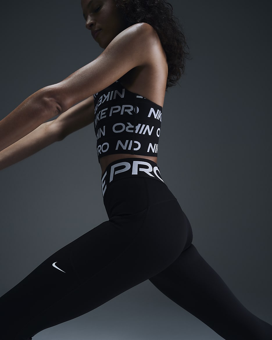 Nike Pro-bandagetanktop til kvinder - sort/hvid/hvid