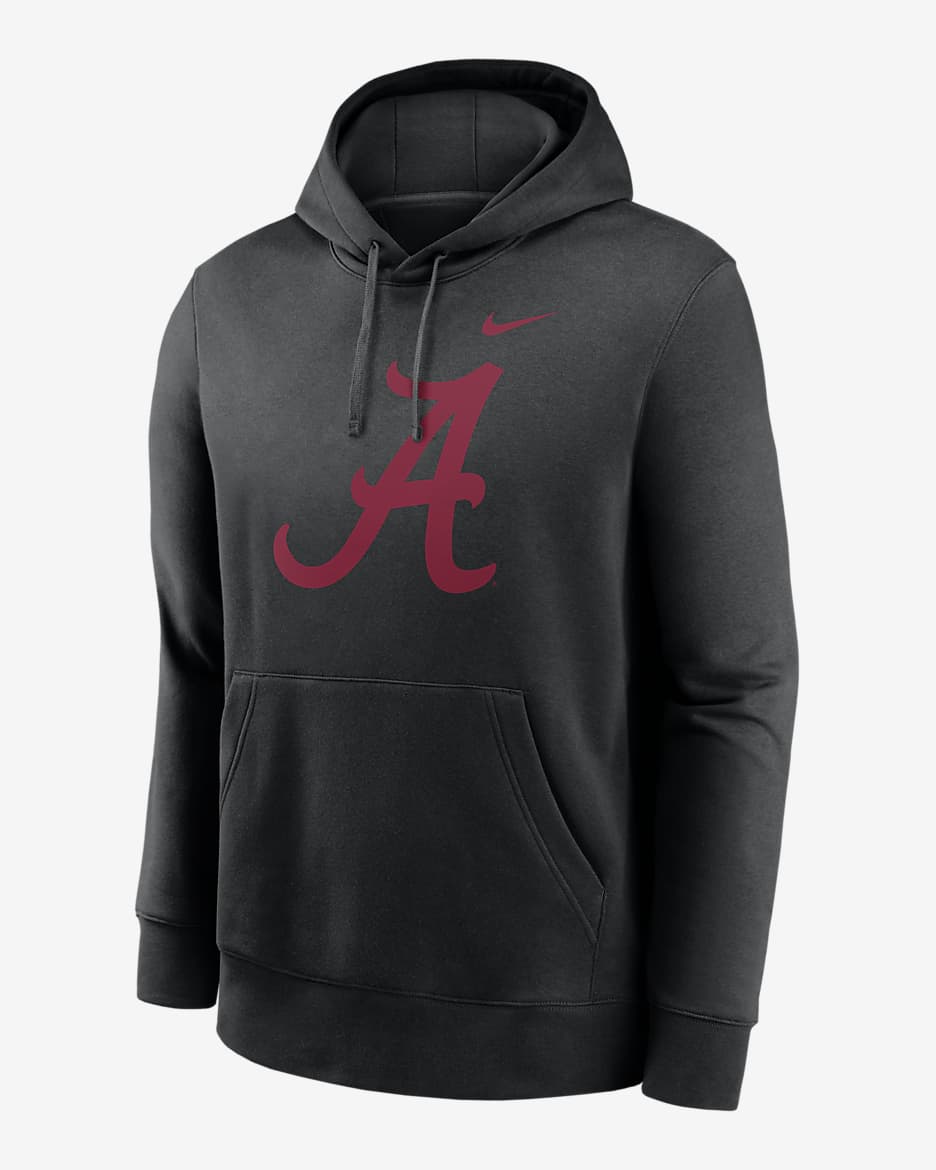 Alabama Crimson Tide Primetime Evergreen Club Primary Logo Men's Nike College Pullover Hoodie - Black