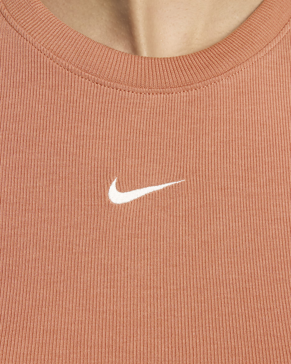 Nike Sportswear Chill Knit Women's Tight Cropped Mini-Rib Tank Top - Terra Blush/Sail