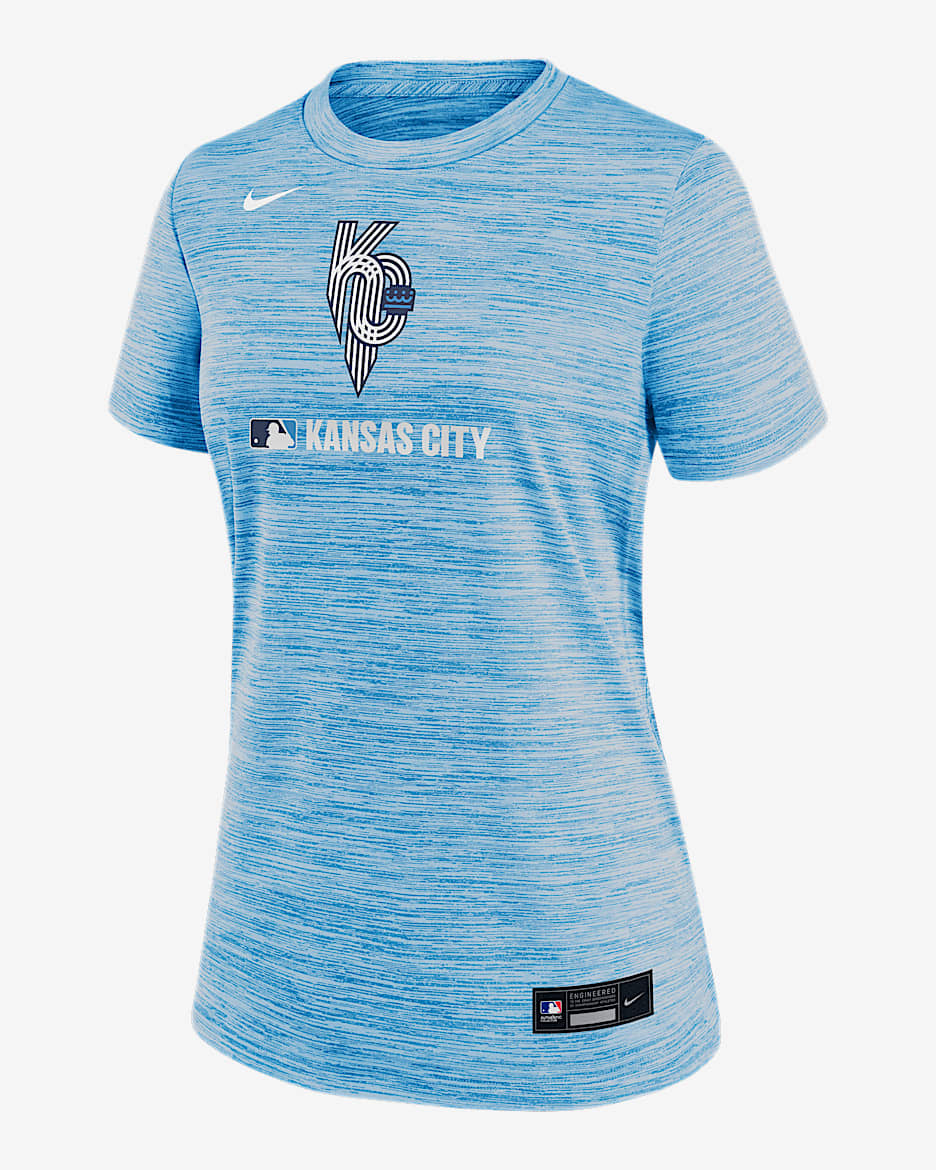 Playera Nike Dri-FIT de la MLB para mujer Kansas City Royals Authentic Collection City Connect Velocity - Azul claro