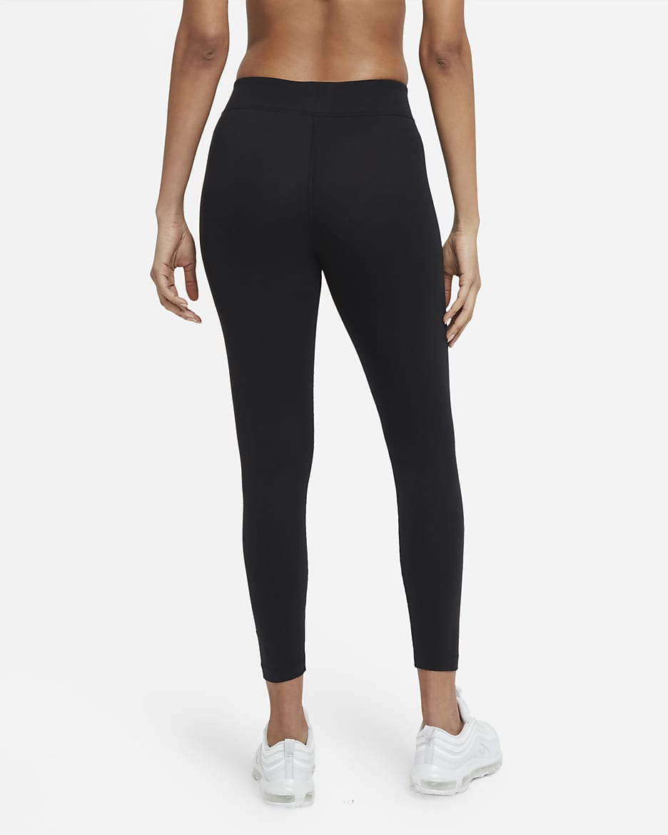 Nike Sportswear Essential 7/8-Leggings mit mittelhohem Bund für Damen - Schwarz/Weiß