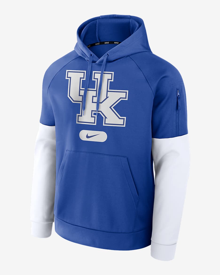 Sudadera con gorro sin cierre universitaria Nike Therma para hombre Kentucky Wildcats Fitness - Royal juego