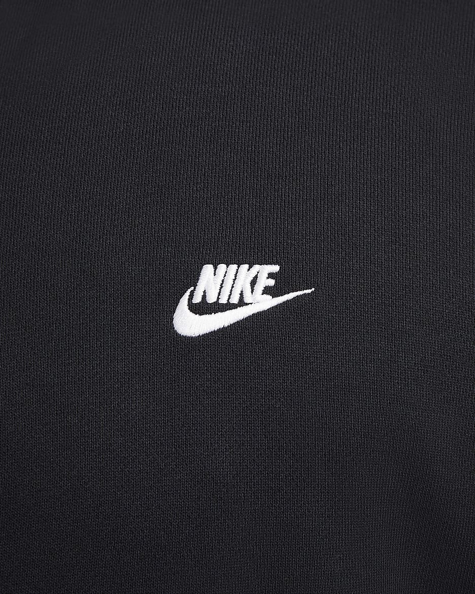 Felpa pullover oversize in French Terry con cappuccio Nike Club Fleece – Uomo - Nero/Nero/Bianco