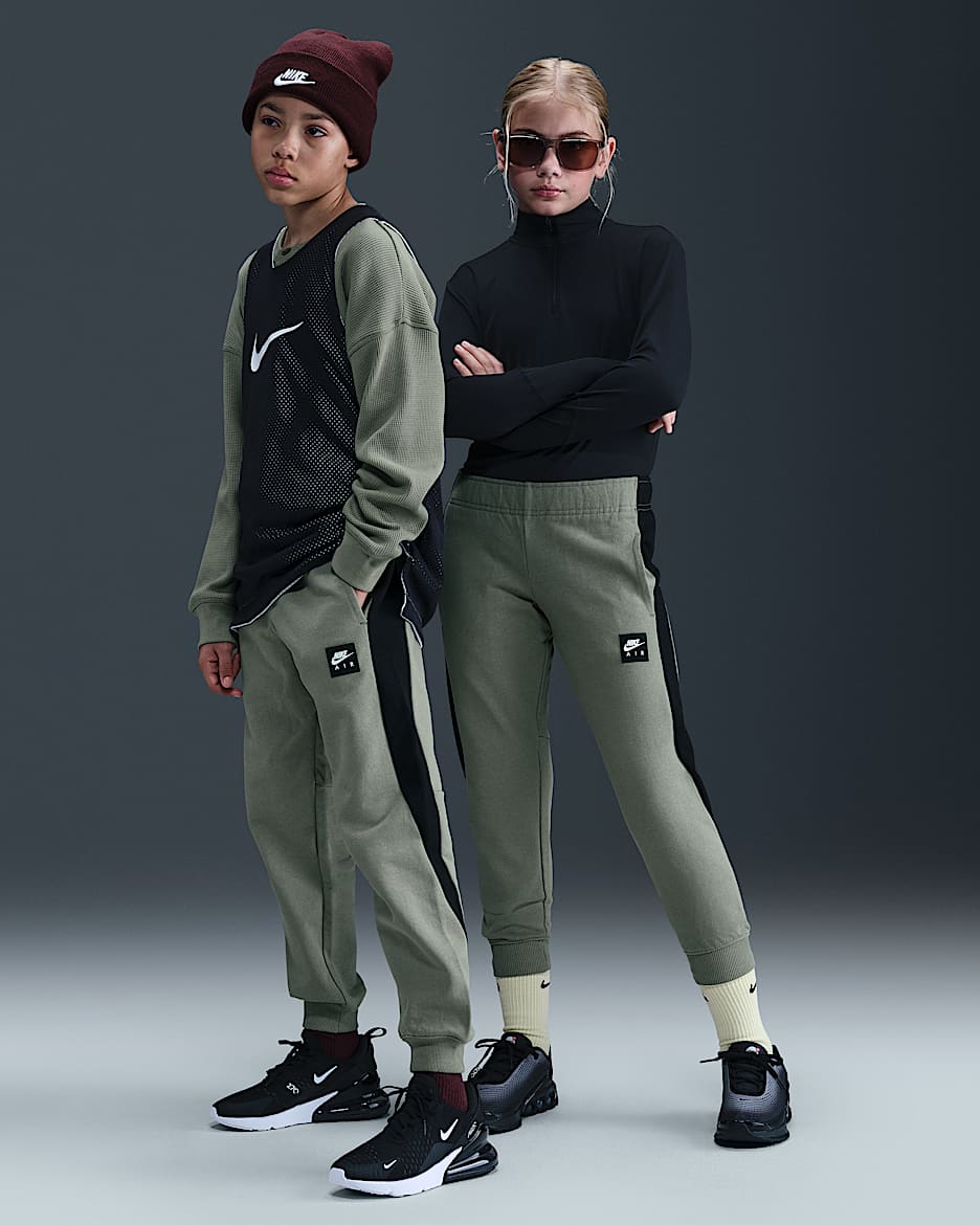Nike Air Older Kids' Fleece Joggers - Light Army/Black/White