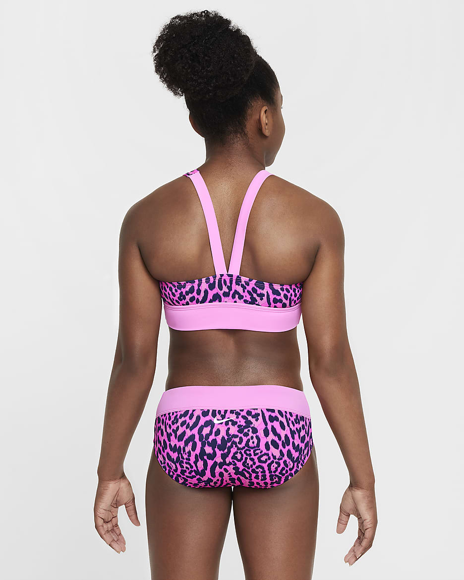 Nike Swim Wild Older Kids' (Girls') Asymmetrical Monokini - Fierce Pink/Midnight Navy/Playful Pink/Lilac Bloom