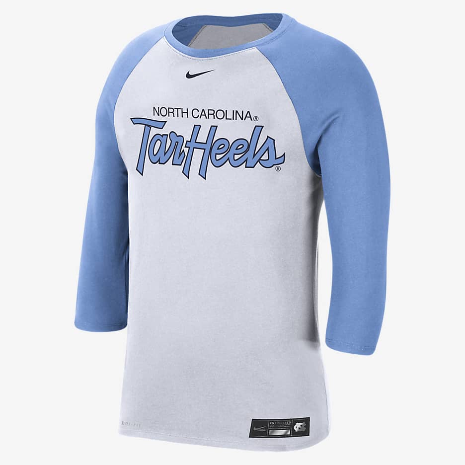 Playera con mangas 3/4 para hombre Nike College Dri-FIT (UNC) - Blanco/Azul valor