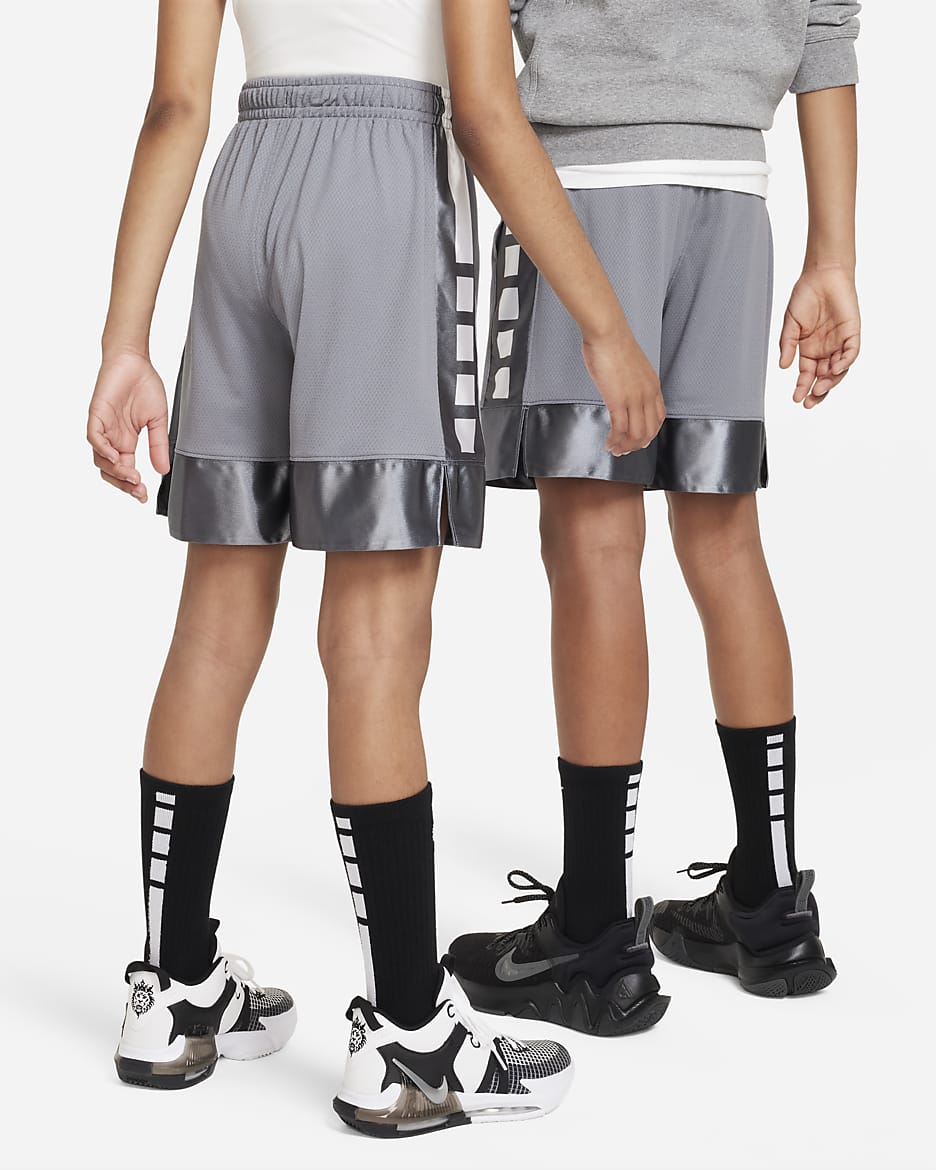 Nike Dri-FIT Elite 23 Big Kids' (Boys') Basketball Shorts - Smoke Grey/White