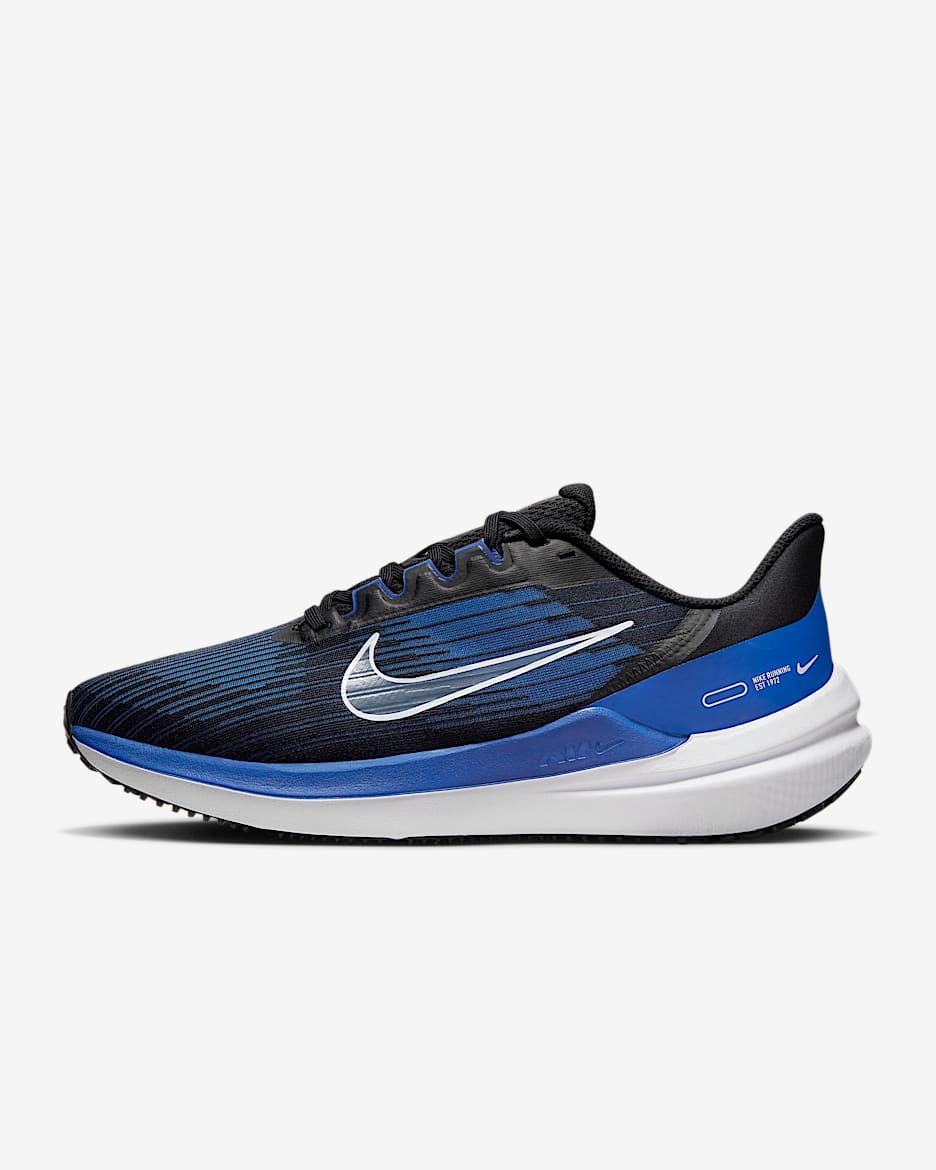 Nike Winflo 9 Men's Road Running Shoes - Black/Old Royal/Racer Blue/White