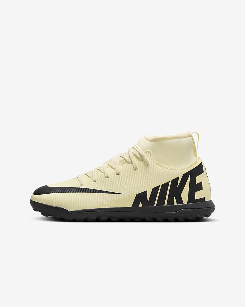Nike Jr. Mercurial Superfly 9 Club Little/Big Kids’ Turf High-Top Soccer Shoes - Lemonade/Black