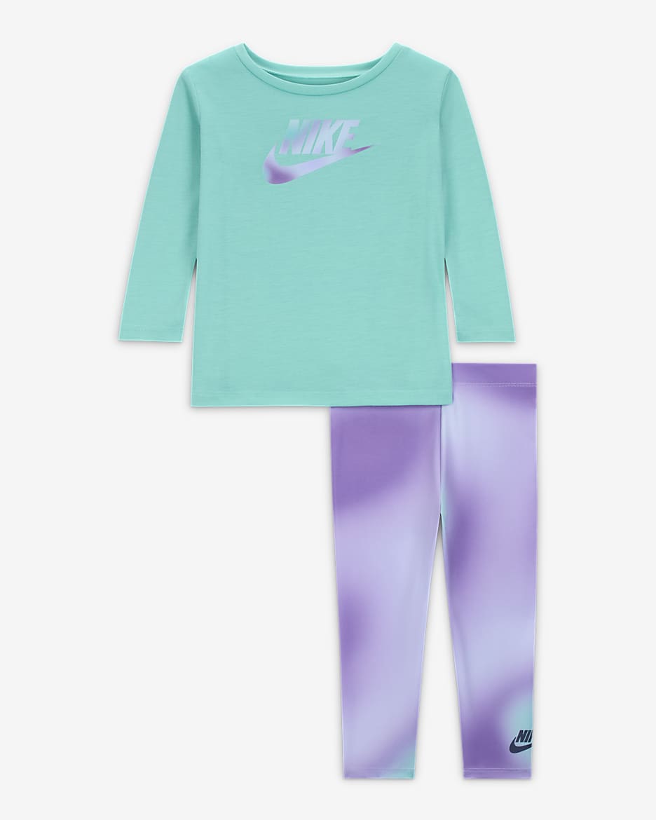 Nike Dri-FIT Baby (12-24M) Long Sleeve T-Shirt and Leggings Set - Black Raspberry