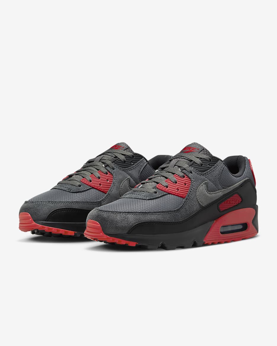 Calzado para hombre Nike Air Max 90 - Negro/Gris hierro/Rojo pasión/Gris humo