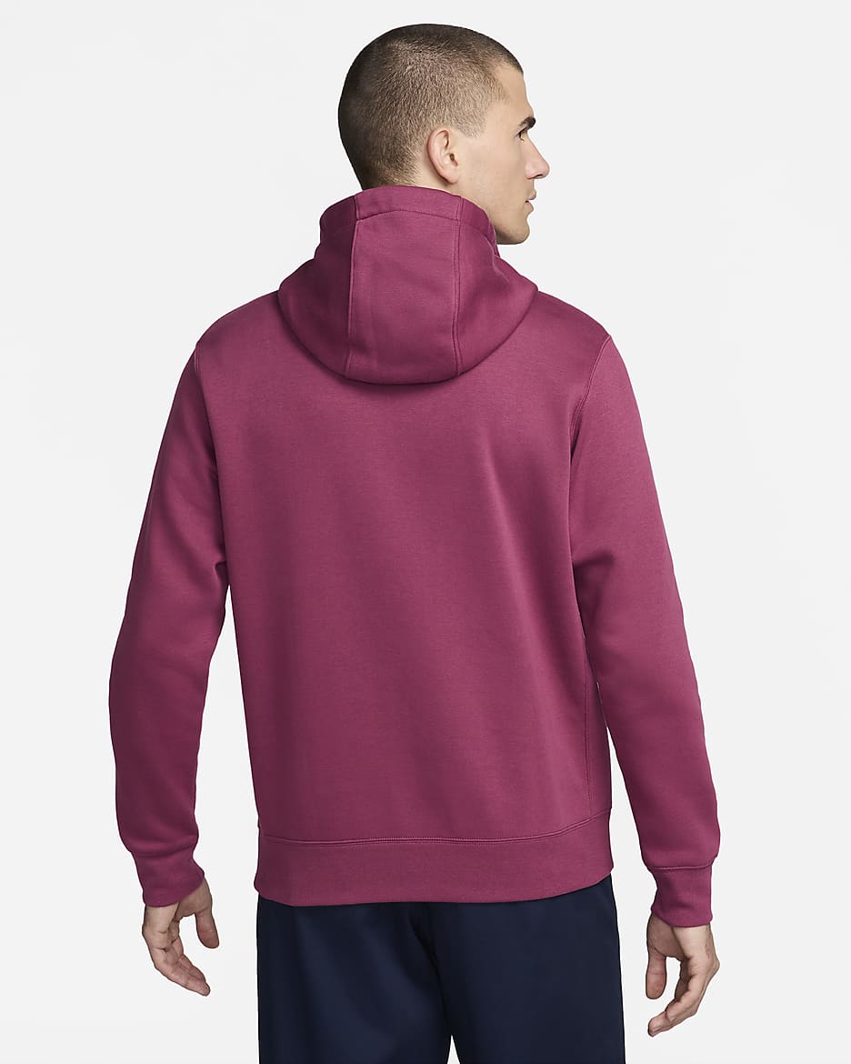 İngiltere Club Nike Erkek Kapüşonlu Futbol Sweatshirt'ü - Rosewood/Beyaz