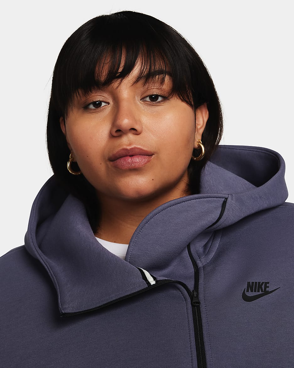 Nike Sportswear Tech Fleece Women's Oversized Full-Zip Hoodie (Plus Size) - Light Carbon/Black