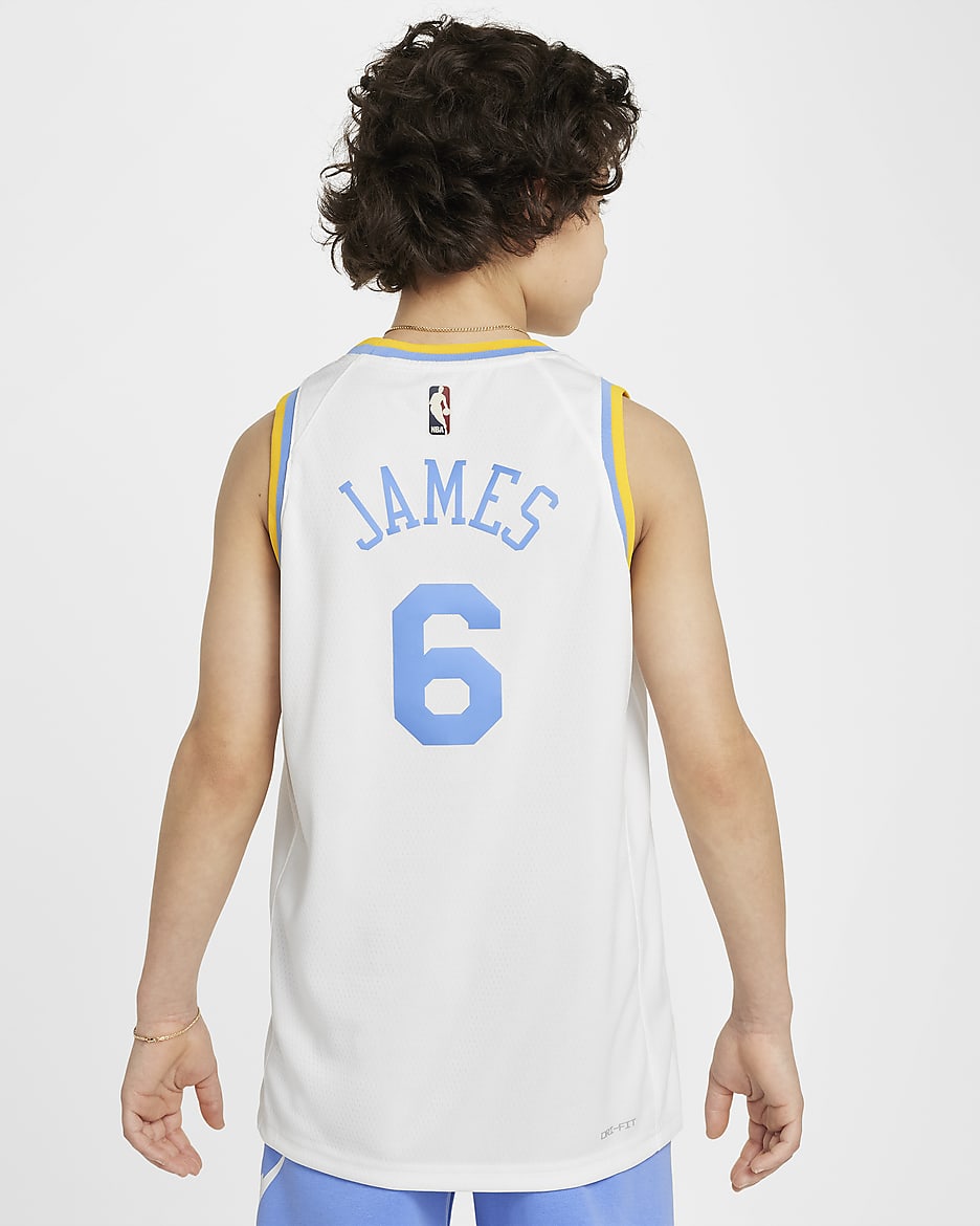 Maillot Nike Dri-FIT NBA Swingman LeBron James Los Angeles Lakers pour enfant plus âgé - Blanc