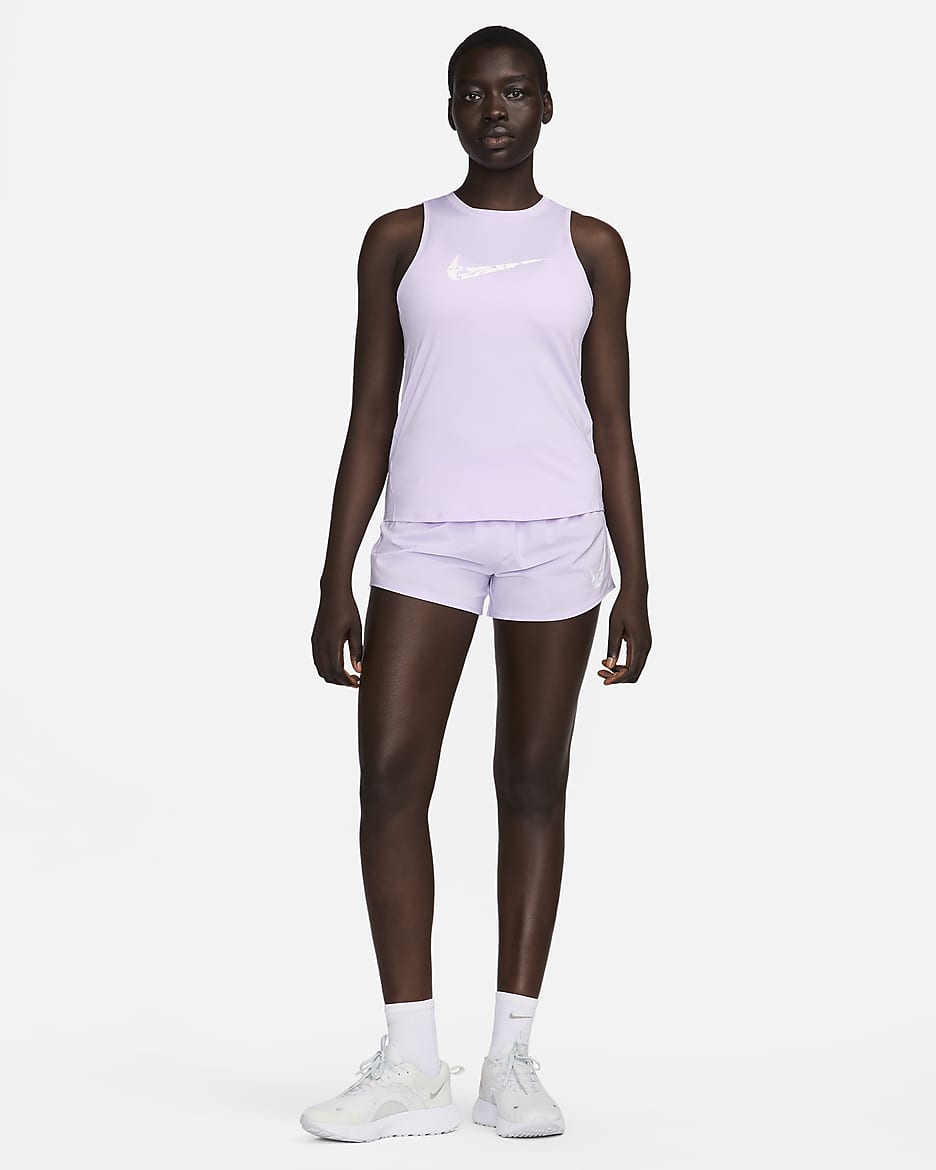 Débardeur de running à motif Nike One pour femme - Lilac Bloom/Blanc