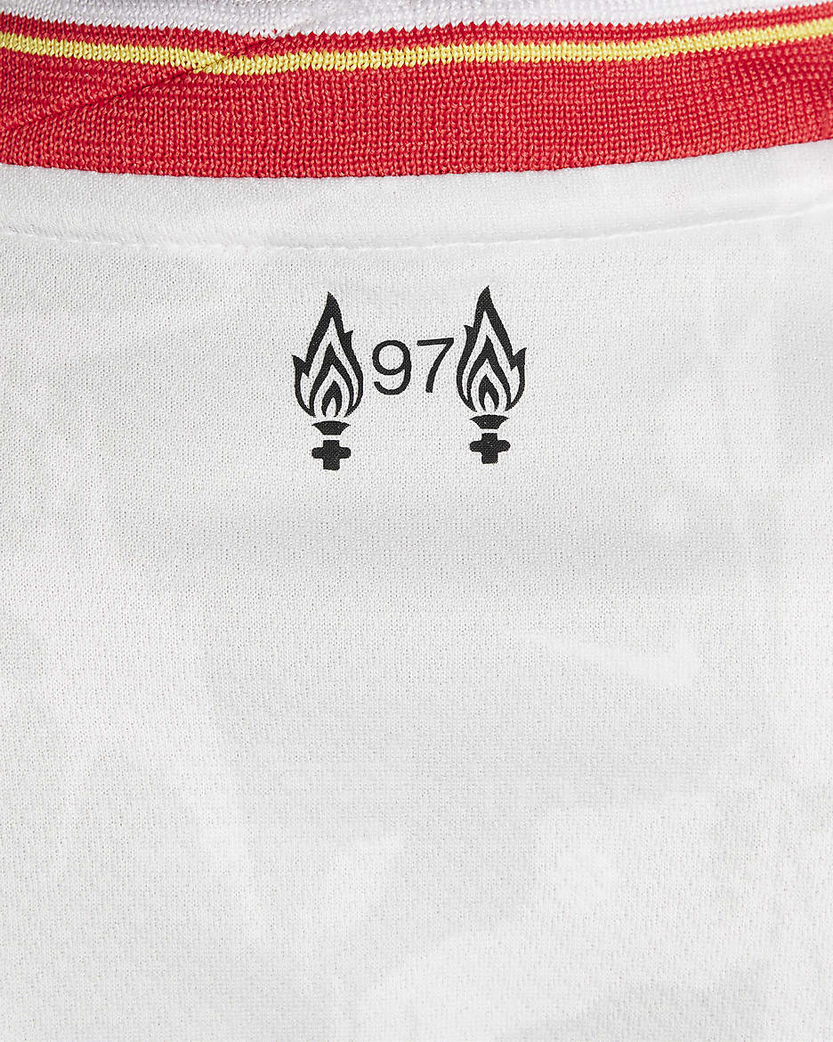 Koszulka piłkarska dla dużych dzieci Nike Dri-FIT Liverpool F.C. Stadium 2024/25 (wersja trzecia) – replika - Biel/Pure Platinum/Czerń/Global Red