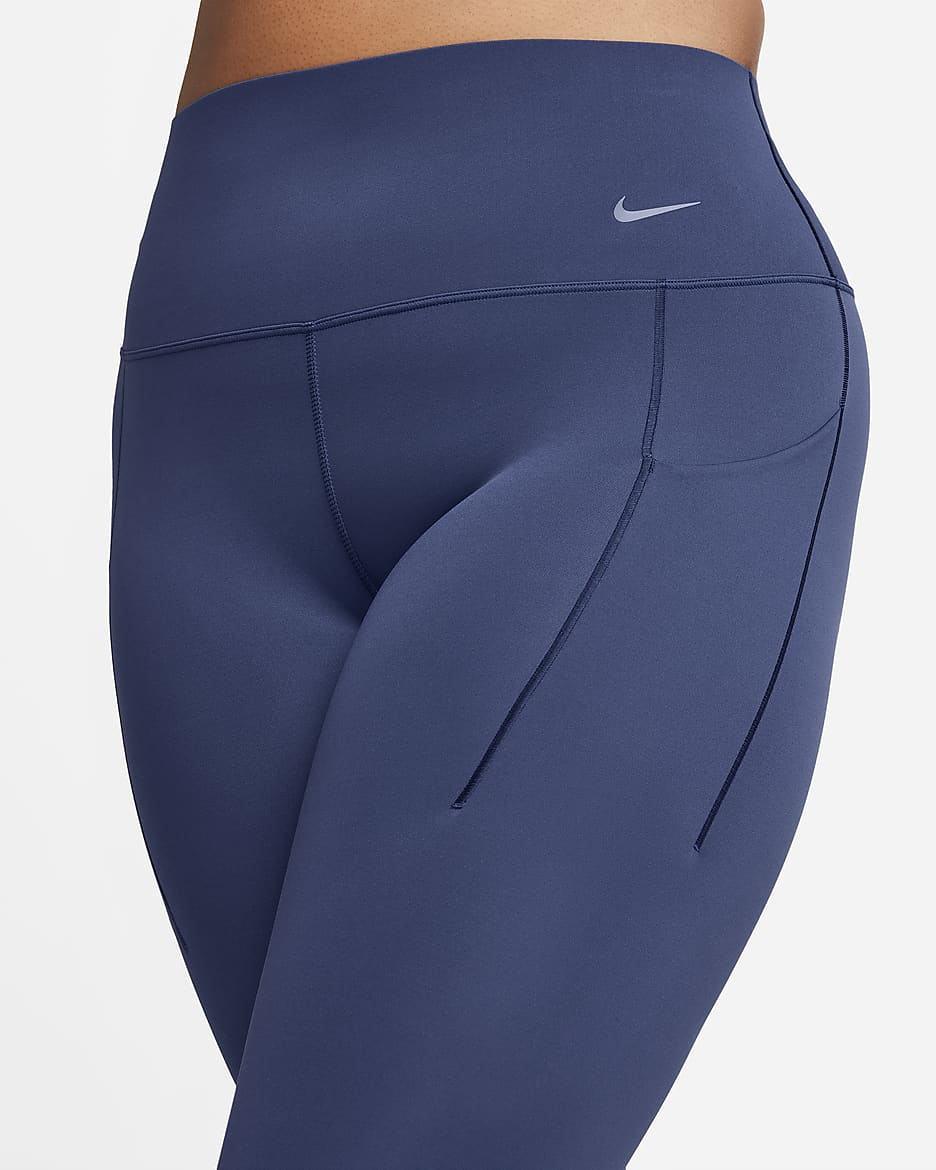 Nike Universa Women's Medium-Support High-Waisted 7/8 Leggings with Pockets - Midnight Navy/Black