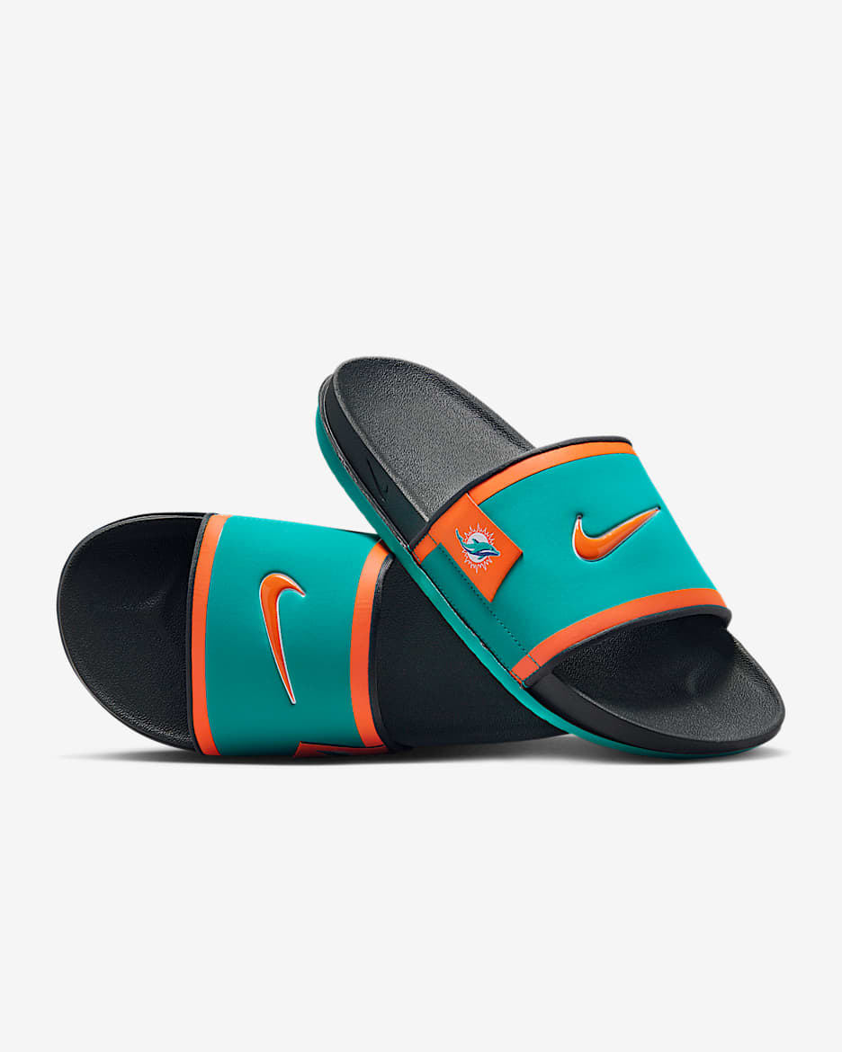 Chanclas Offcourt Nike Offcourt (Miami Dolphins) - Verde turbo/Gris humo oscuro/Naranja brillante