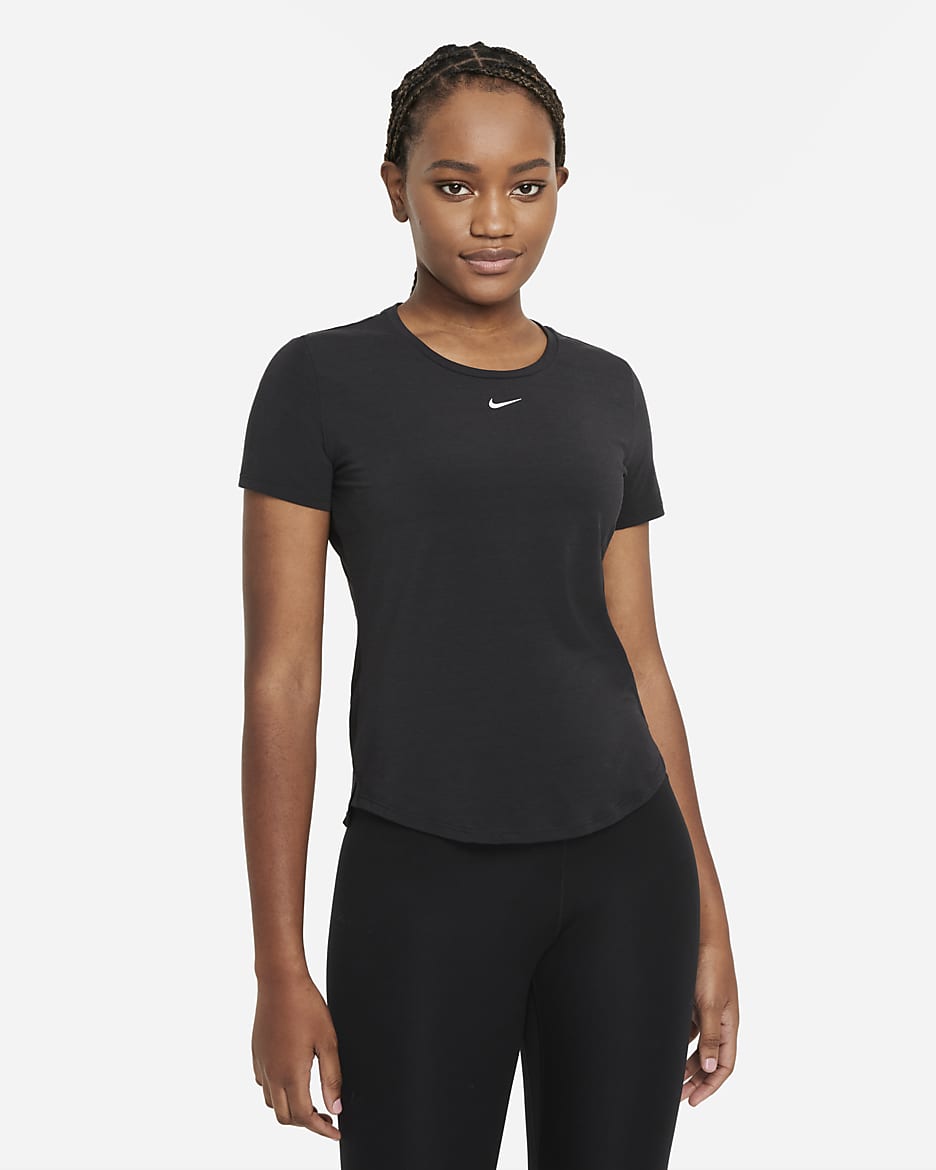 Haut à manches courtes et coupe standard Nike Dri-FIT UV One Luxe pour femme - Noir