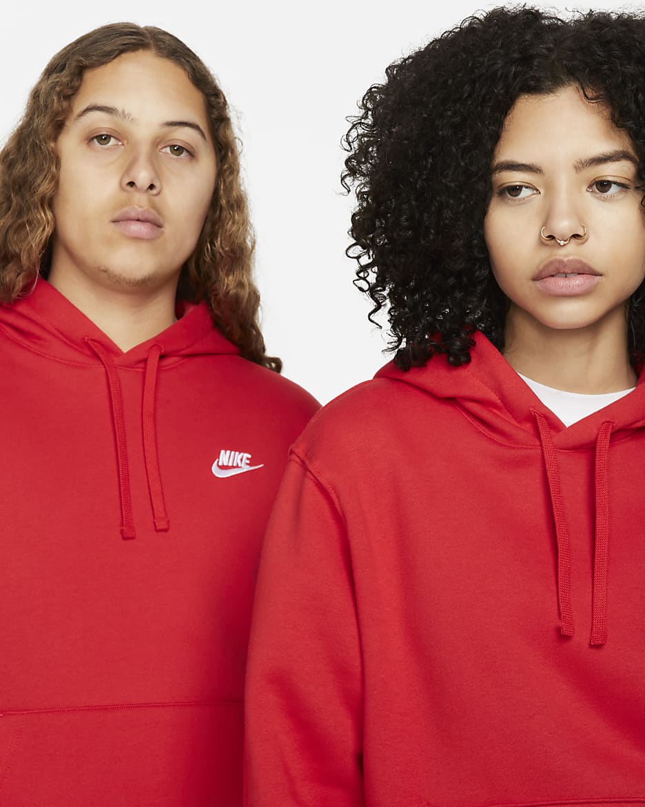 Felpa pullover con cappuccio Nike Sportswear Club Fleece - University Red/University Red/Bianco