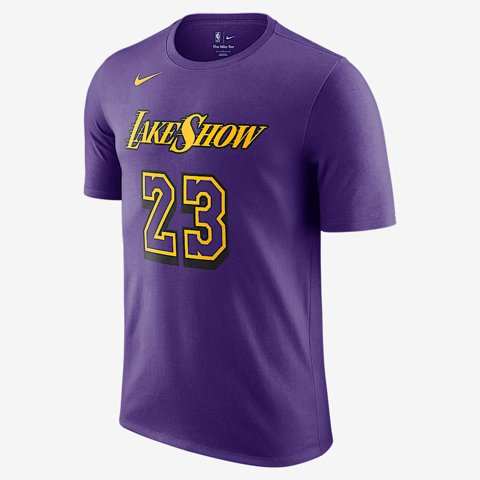 Playera Nike de la NBA para hombre LeBron James Los Angeles Lakers Essential City Edition - Morado campo