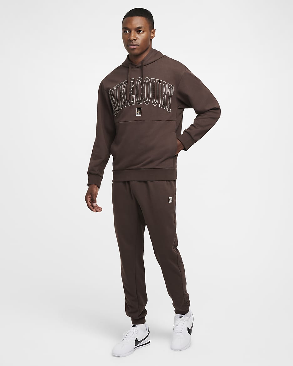 Sweat à capuche de tennis Dri-FIT en tissu Fleece NikeCourt Heritage pour homme - Baroque Brown/Velvet Brown