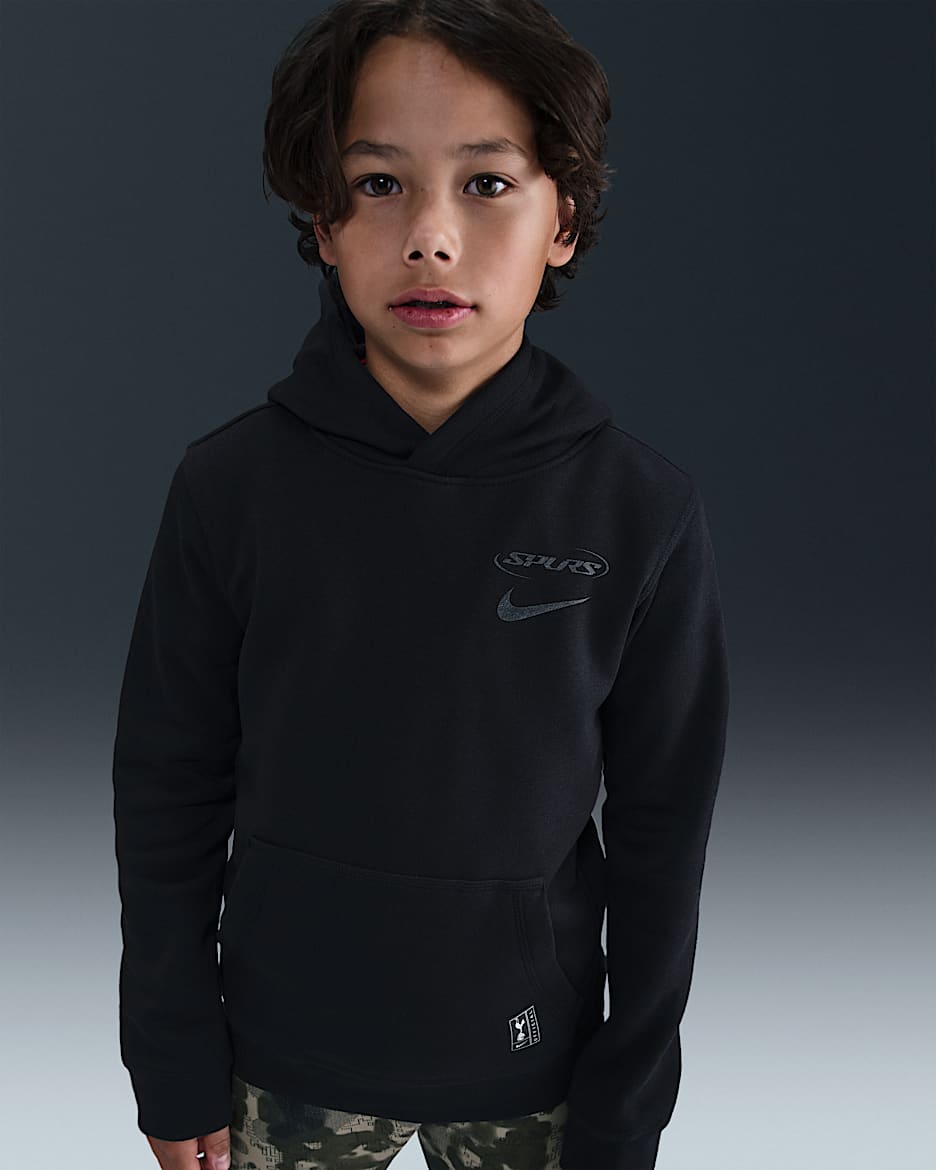 Felpa pullover da calcio Nike con cappuccio Tottenham Hotspur Club – Ragazzo - Nero