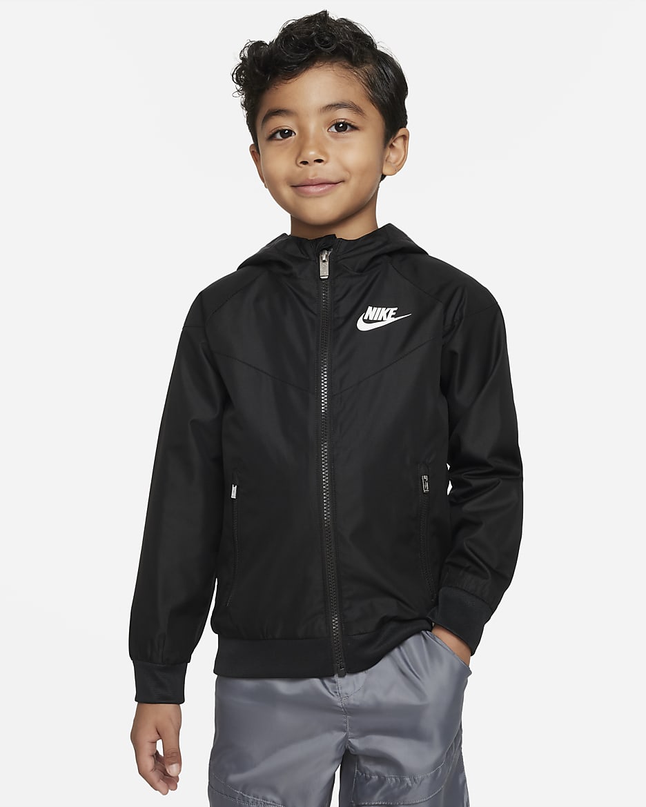 Bunda Nike Sportswear Windrunner se zipem po celé délce pro malé děti - Černá