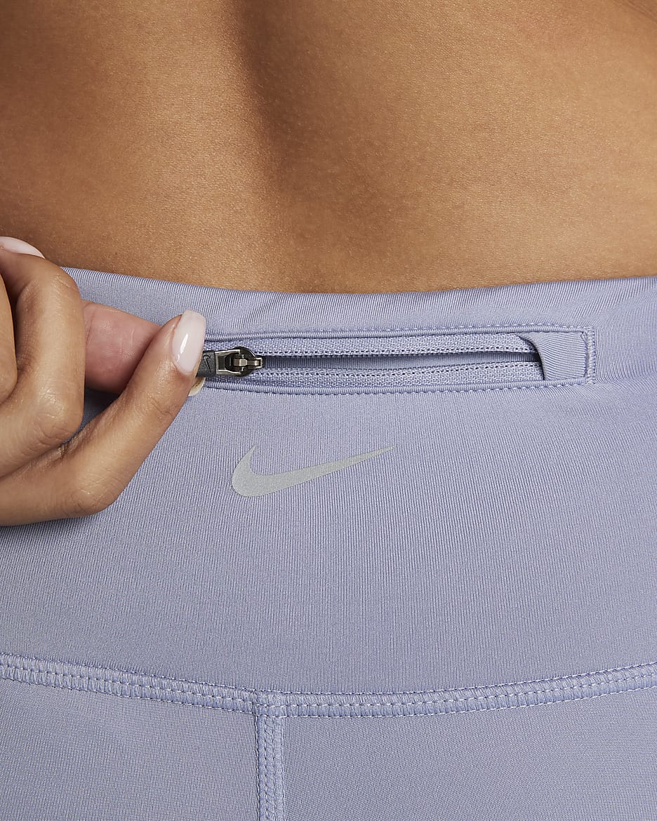 Nike Fast 7/8-Lauf-Leggings mit mittelhohem Bund und Taschen für Damen - Indigo Haze