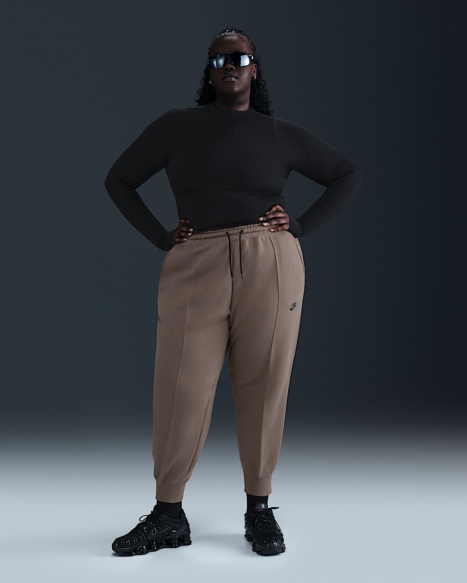 Nike Sportswear Tech Fleece Women's Mid-Rise Joggers (Plus Size) - Mink Brown/Black