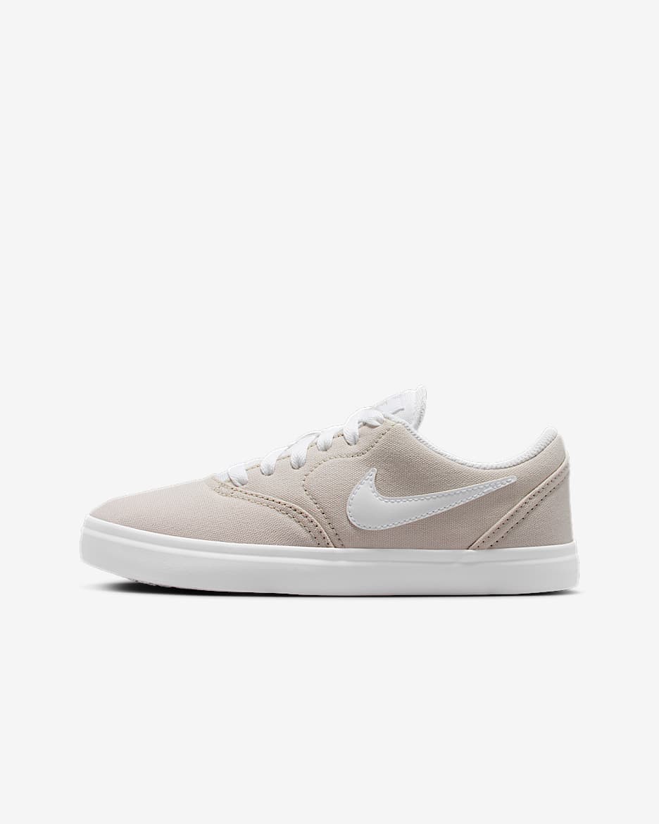 Tenis de skateboarding para niños grandes Nike SB Check Canvas - Hueso claro/Blanco
