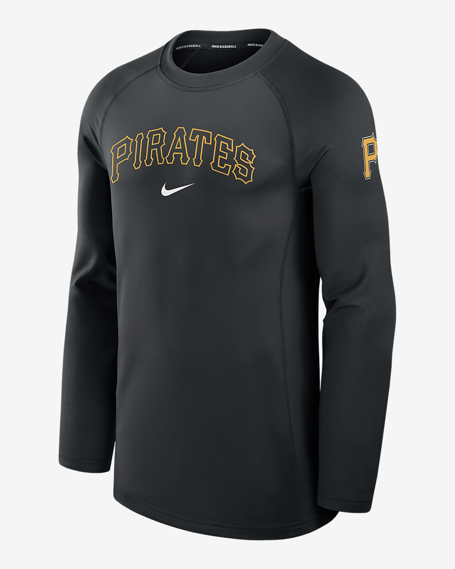 Playera de manga larga Nike Dri-FIT de la MLB para hombre Pittsburgh Pirates Authentic Collection Game Time - Negro