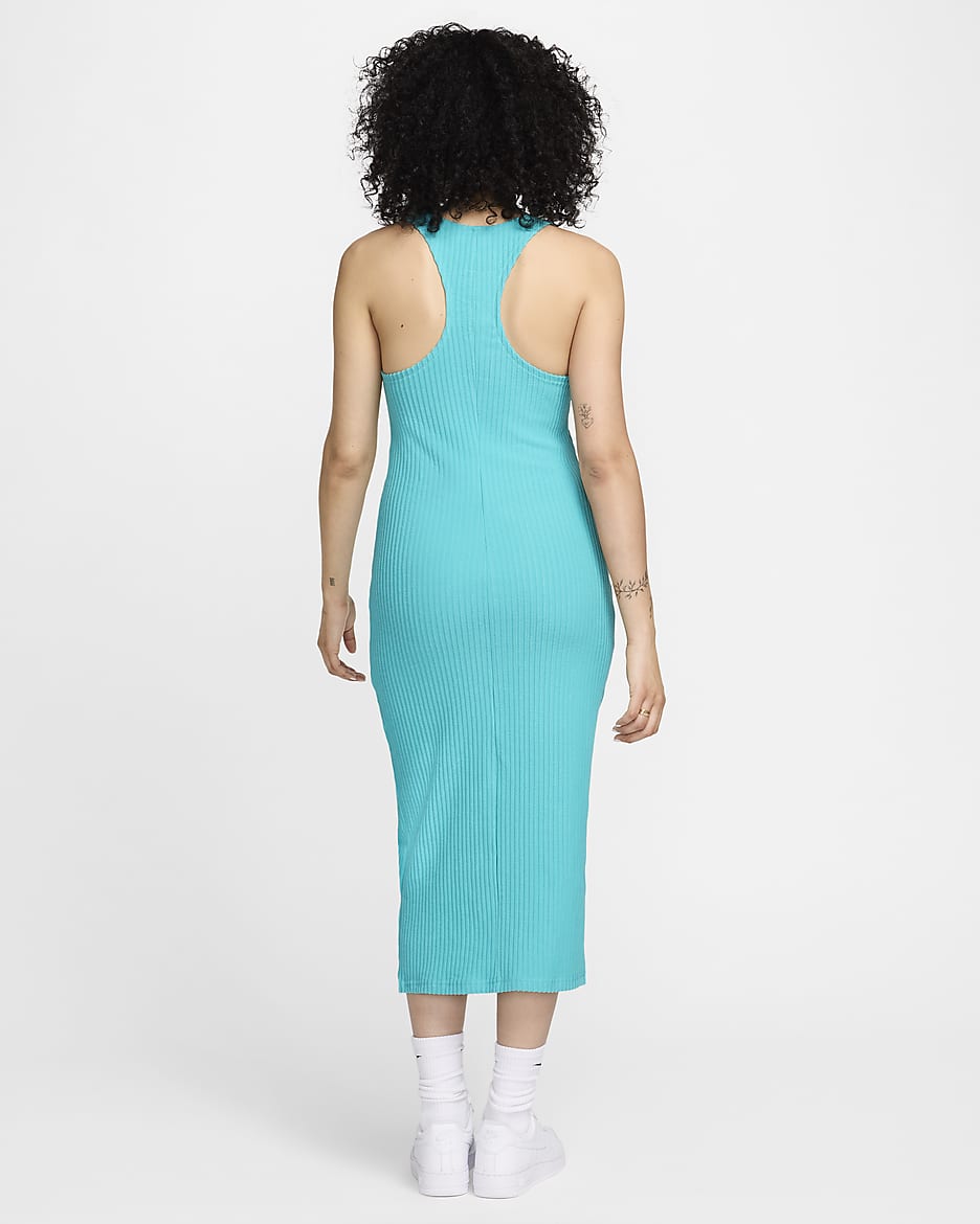 Vestido sin mangas slim midi para mujer Nike Sportswear Chill Rib - Cactus empolvado/Cactus empolvado