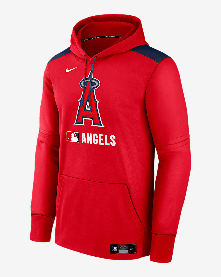 Sudadera con gorro sin cierre Nike Therma de la MLB para hombre Los Angeles Angels Authentic Collection - Rojo