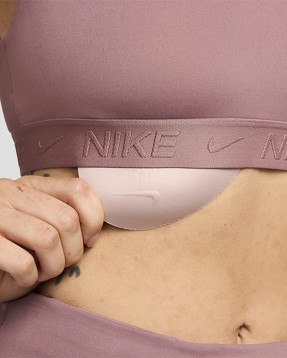 Bra deportivo ajustable acolchado para mujer Nike Indy Light Support - Malva humeante/Malva humeante