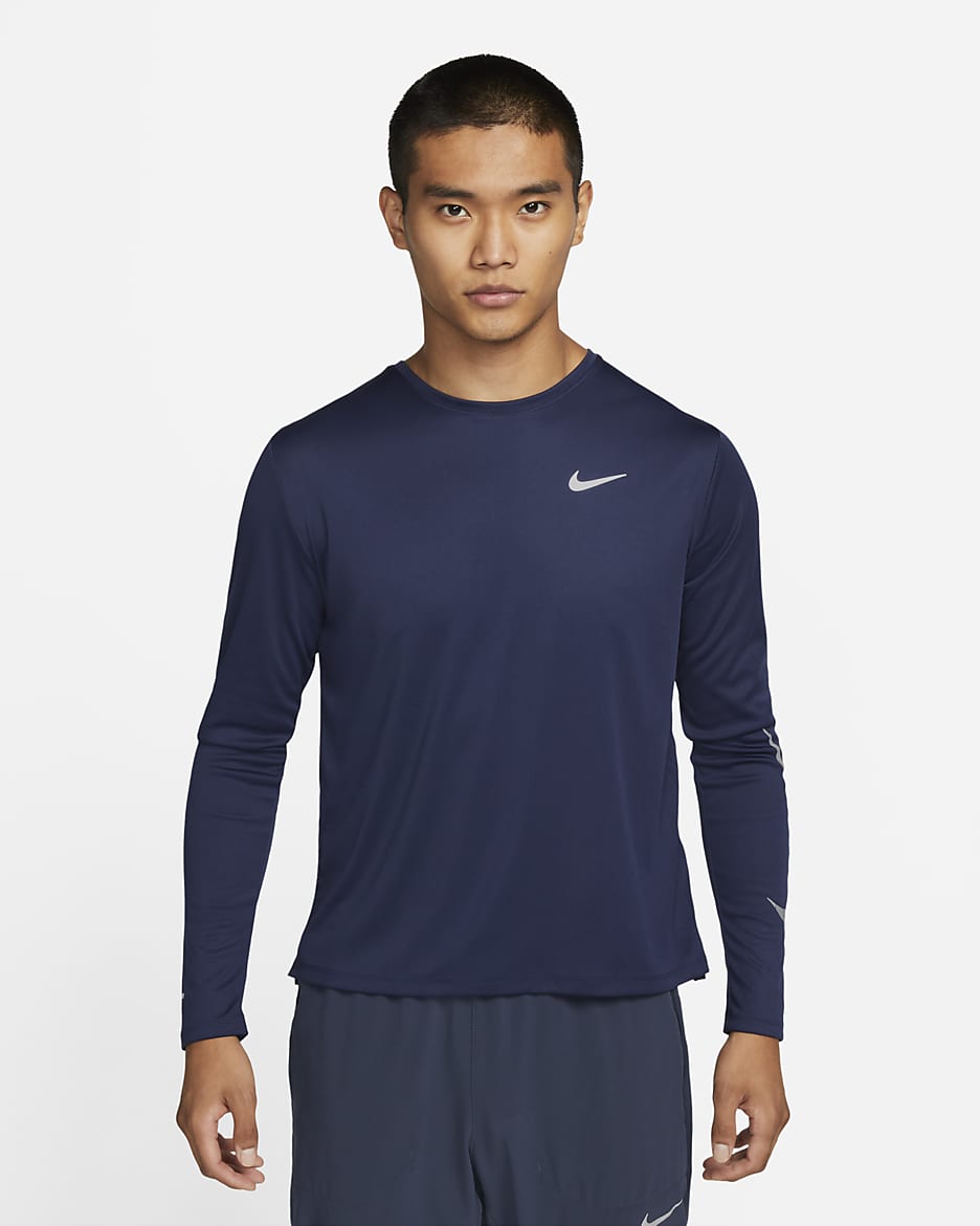 Nike Dri-FIT Miler Run Division 男款 Flash 長袖跑步上衣 - Midnight Navy