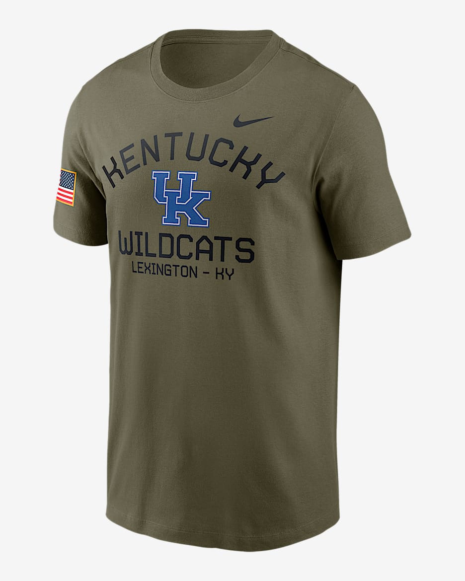 Playera universitaria Nike Dri-FIT para hombre Kentucky Wildcats Military Appreciation Team Issue - Oliva