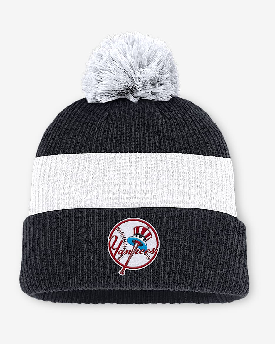 New York Yankees Cooperstown Peak Men's Nike MLB Cuffed Pom Beanie - Cobalt