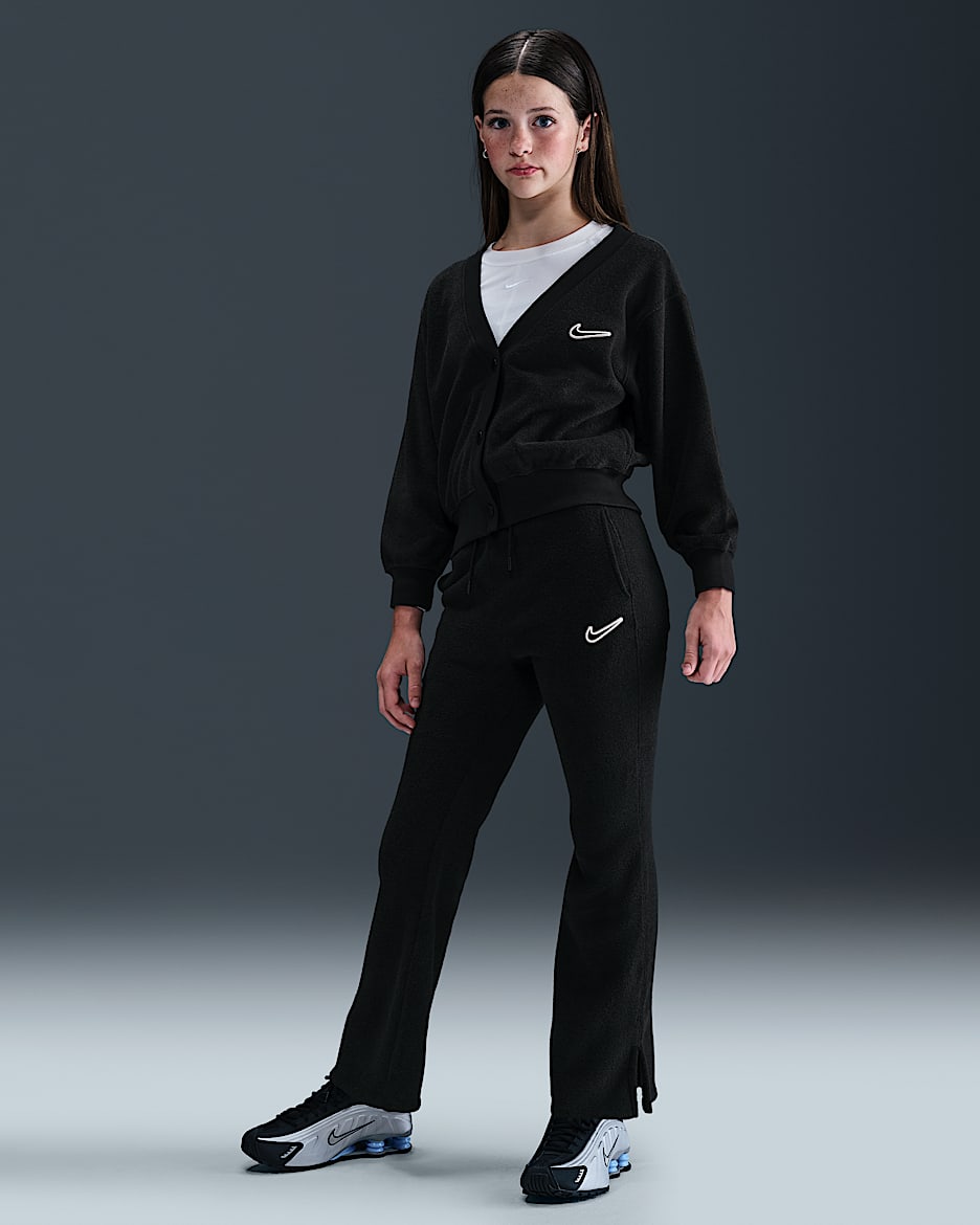 Nike Sportswear Big Kids' (Girls') Fleece Pants - Black/White
