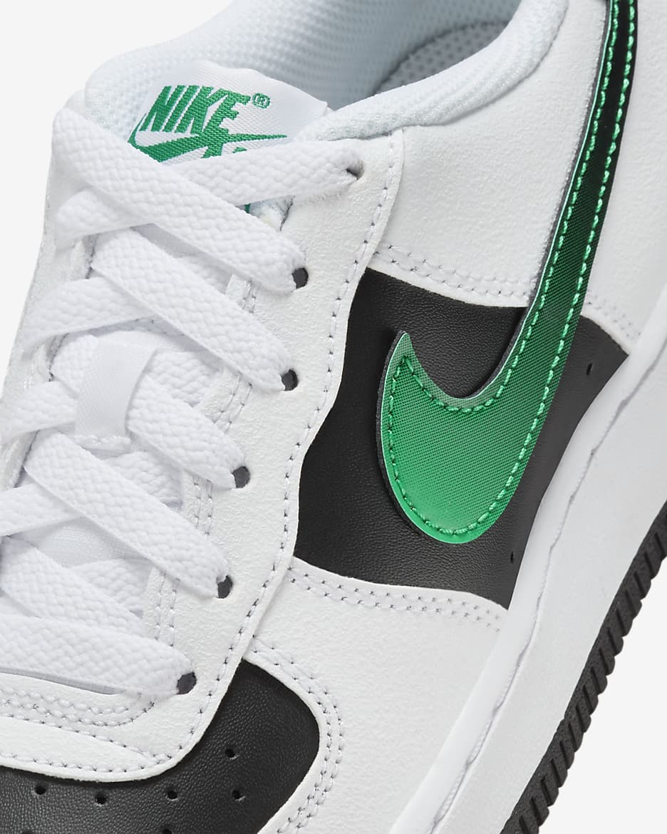 Nike Force 1 LV8 2 Older Kids' Shoes - White/Black/Malachite/Stadium Green