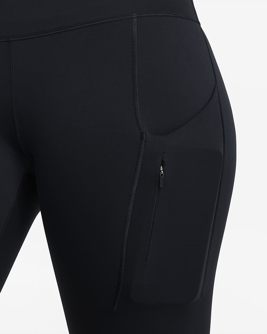 Leggings i 7/8-längd Nike Go Therma-FIT med hög midja och fickor för kvinnor - Svart/Svart