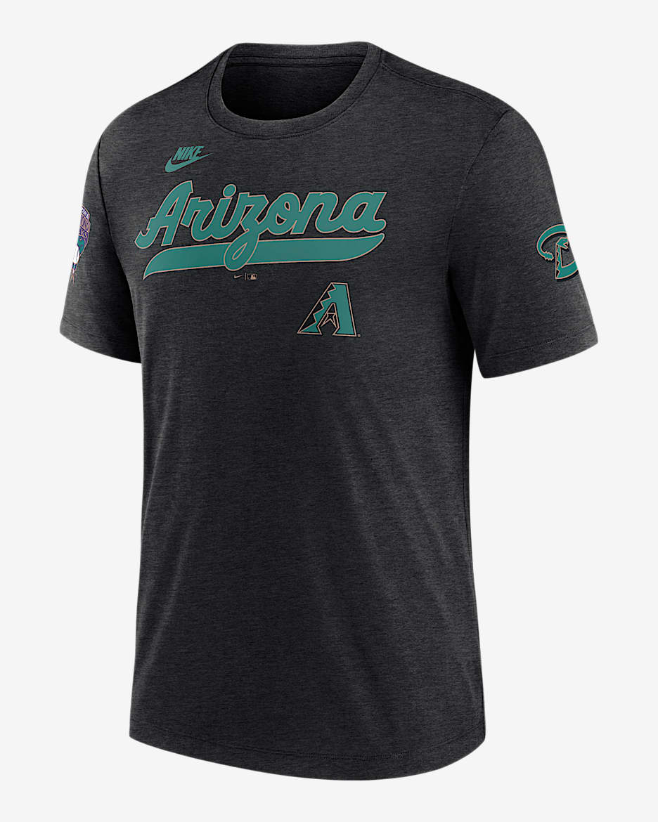 Playera Nike de la MLB para hombre Arizona Diamondbacks Cooperstown Eras - Negro jaspeado