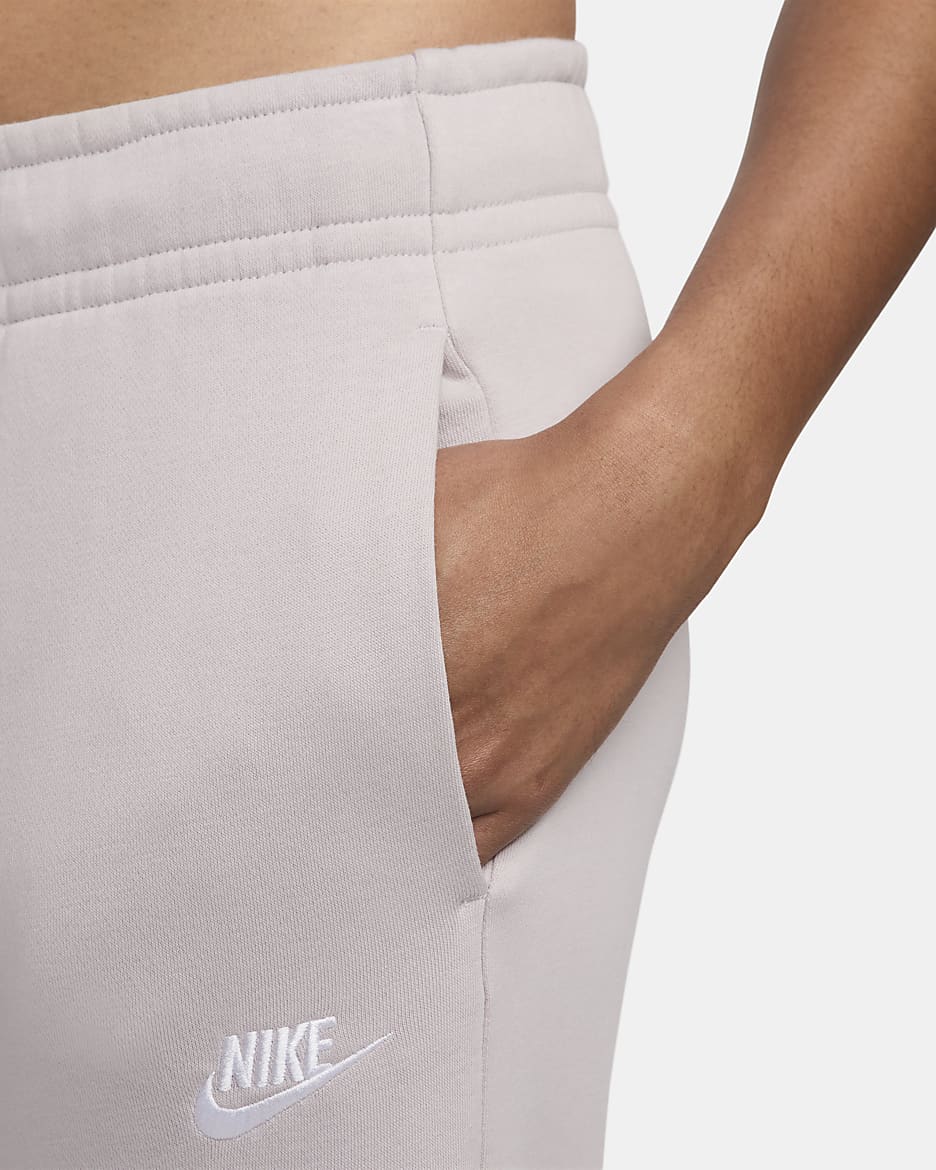 Nike Sportswear Club Fleece Women's Mid-Rise Wide-Leg Tracksuit Bottoms - Platinum Violet/White