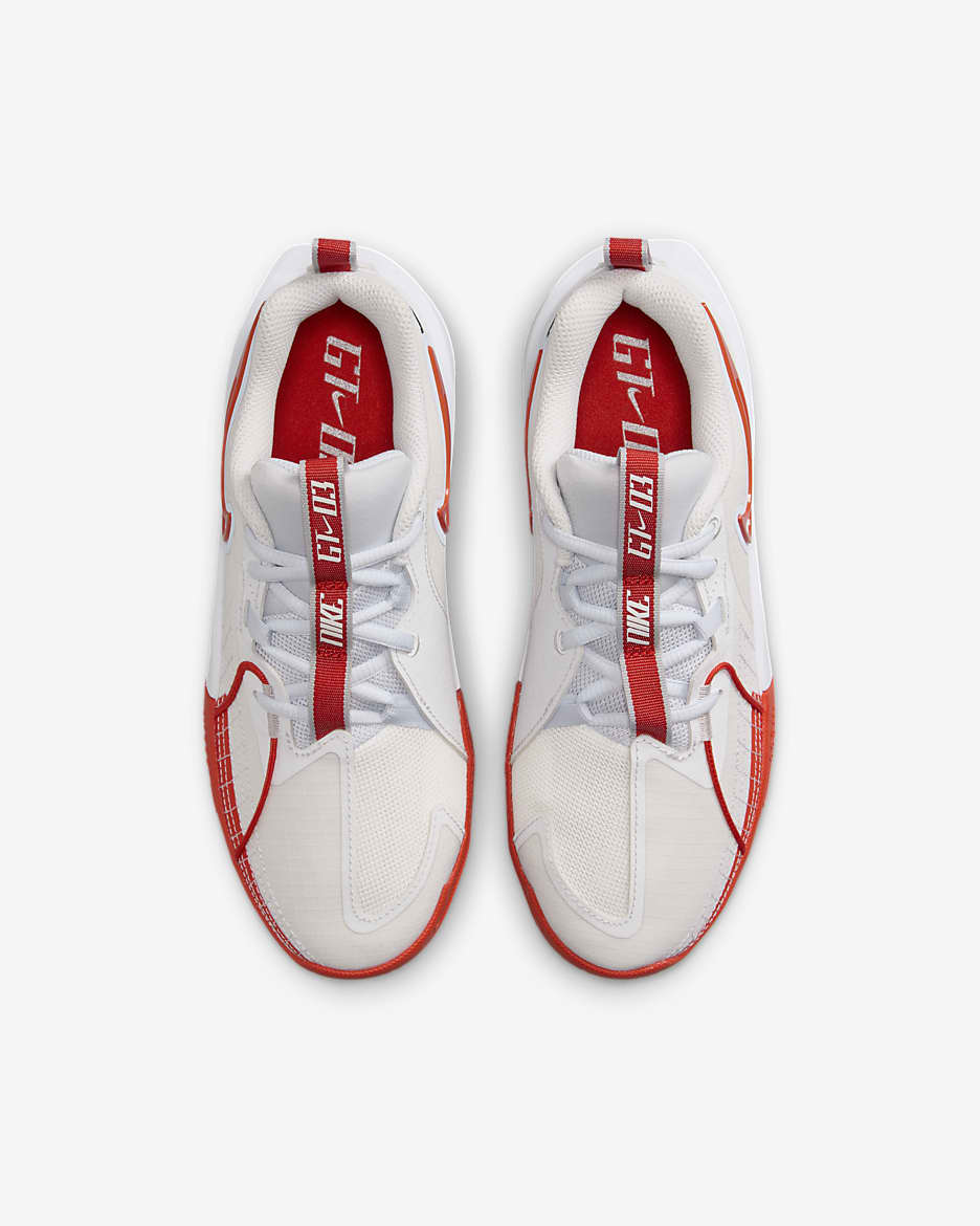 Tenis de básquetbol para niños grandes Nike G.T. Cut 3 - Blanco cumbre/Gris fútbol/Plata metalizado/Rojo picante