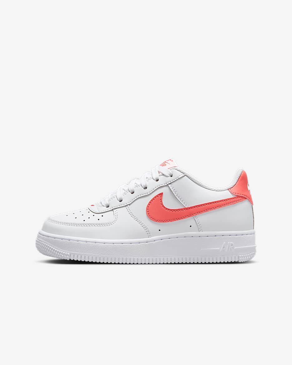 Nike Air Force 1 大童鞋款 - 白色/Magic Ember