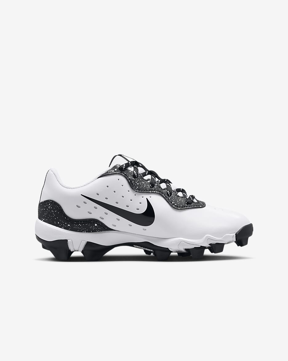 Tacos de béisbol para niños talla pequeña/grande Nike Alpha Huarache 4 Keystone - Blanco/Negro