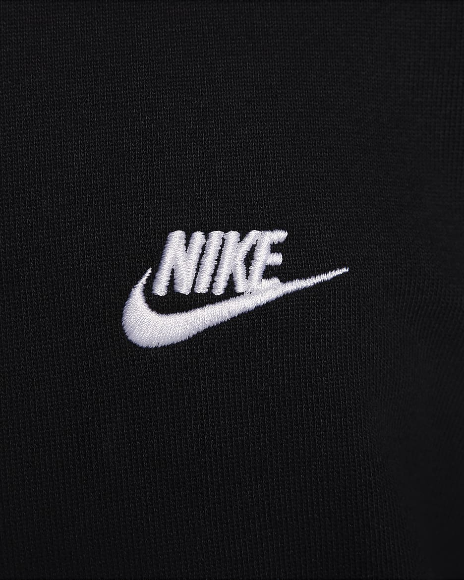 Nike Club Fleece 男款寬版毛圈布圓領上衣 - 黑色/黑色/白色