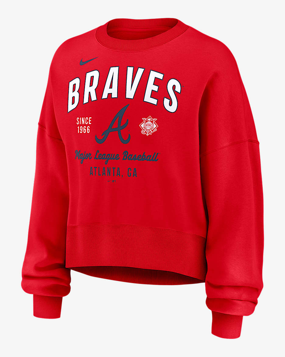 Atlanta Braves Women's Nike MLB Pullover Crew - Red